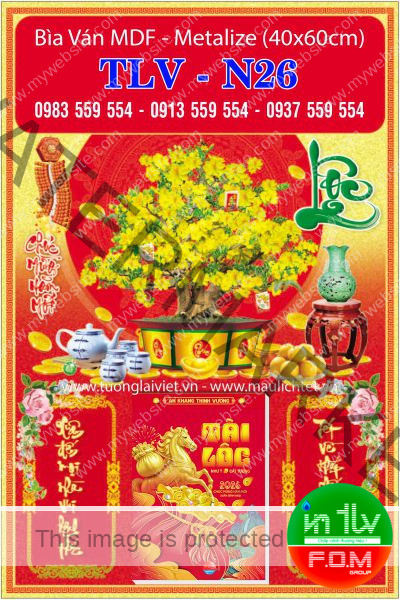 Bìa lịch gắn bloc Mai Xuân