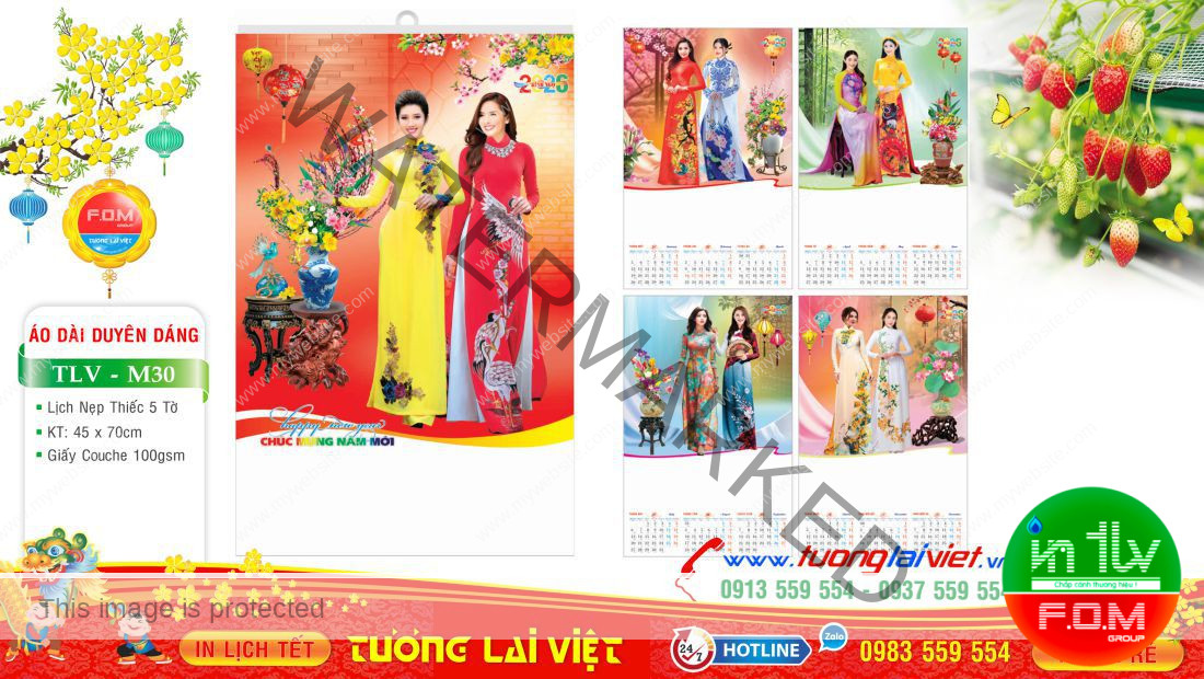 Lịch 5 tờ Áo dài