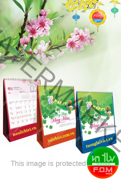 Lịch Bàn Đứng Thông Điệp May Mắn