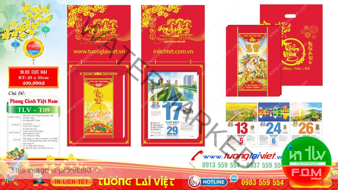 Lịch bloc cực đại Bìa Sơn Mài